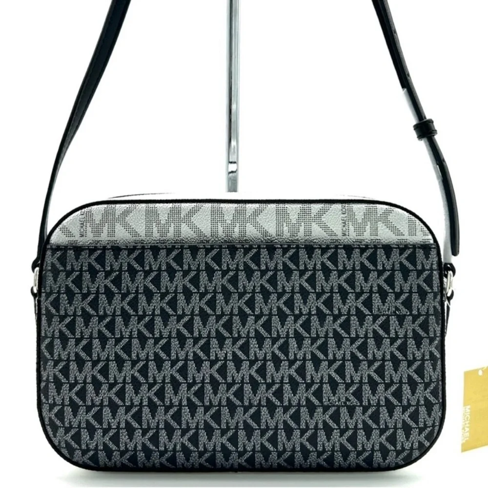 Michael Kors Jet Set Large Signature Logo Crossbody Bag Black Multi